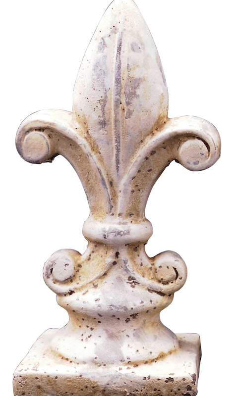 Ornement Fleur de Lys en Ciment Beige Vieilli 13,5x8,5x27,5cm