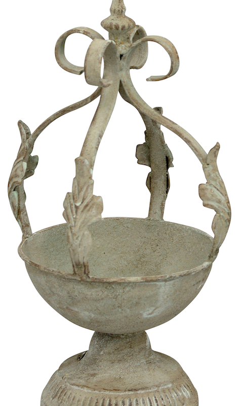 Pot sur Pied avec Couronne Métal Antique 16x13,5x30,5cm