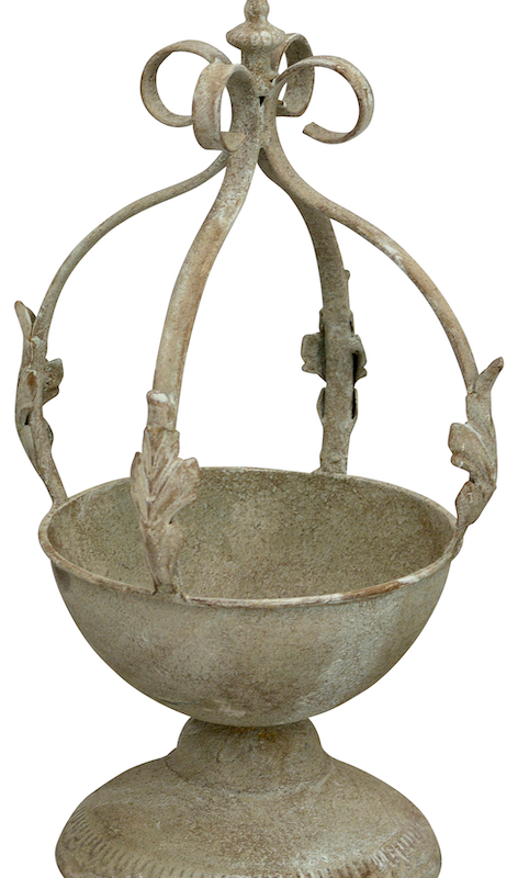 Pot sur Pied avec Couronne Métal Antique 20x16x37cm