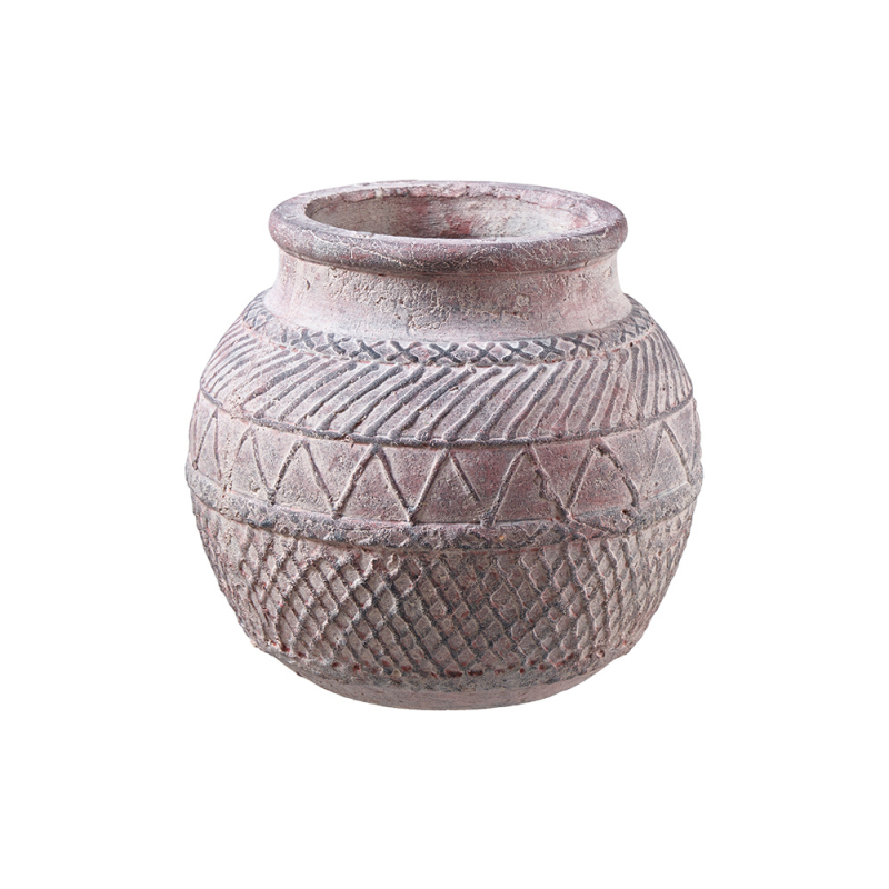 Pot en Céramique ø20xH.19,5cm Motif Losange Gris/Marron – Image 2