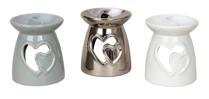 Brûle Parfum en Céramique Petit Coeur, Coloris au Choix 11,5x13,5cm