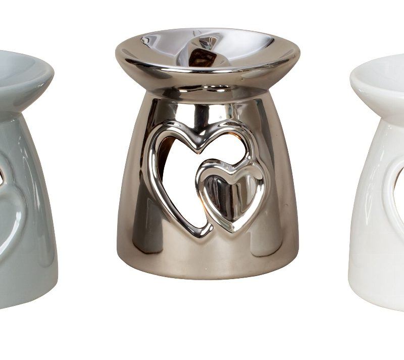 Brûle Parfum en Céramique Petit Coeur, Coloris au Choix 11,5x13,5cm