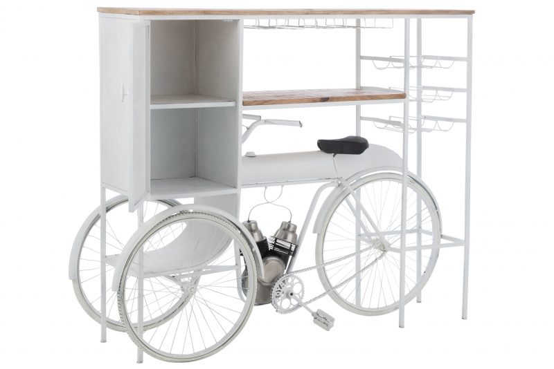 Bar Velo en Metal Blanc et Bois de Manguier Naturel 173x64xH.119cm – Image 3