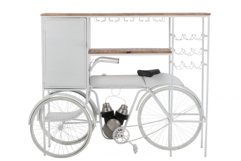 Bar Velo en Metal Blanc et Bois de Manguier Naturel 173x64xH.119cm – Image 4