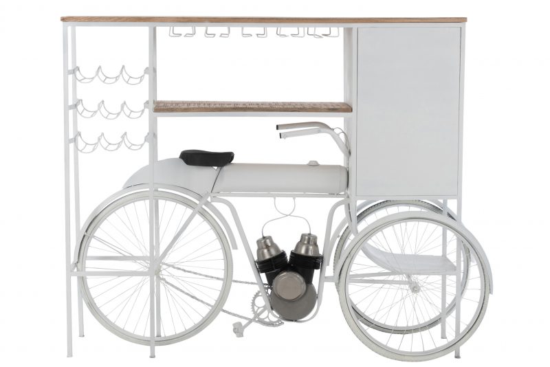 Bar Velo en Metal Blanc et Bois de Manguier Naturel 173x64xH.119cm – Image 6
