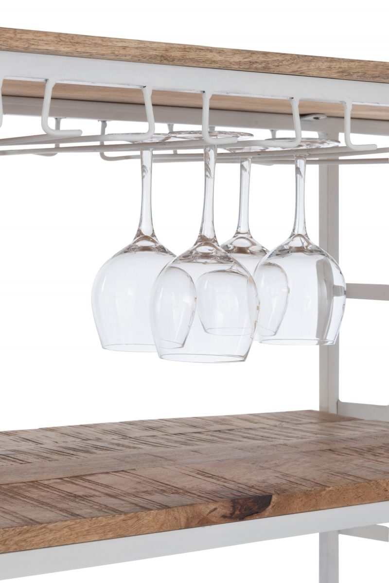 Bar Velo en Metal Blanc et Bois de Manguier Naturel 173x64xH.119cm – Image 8