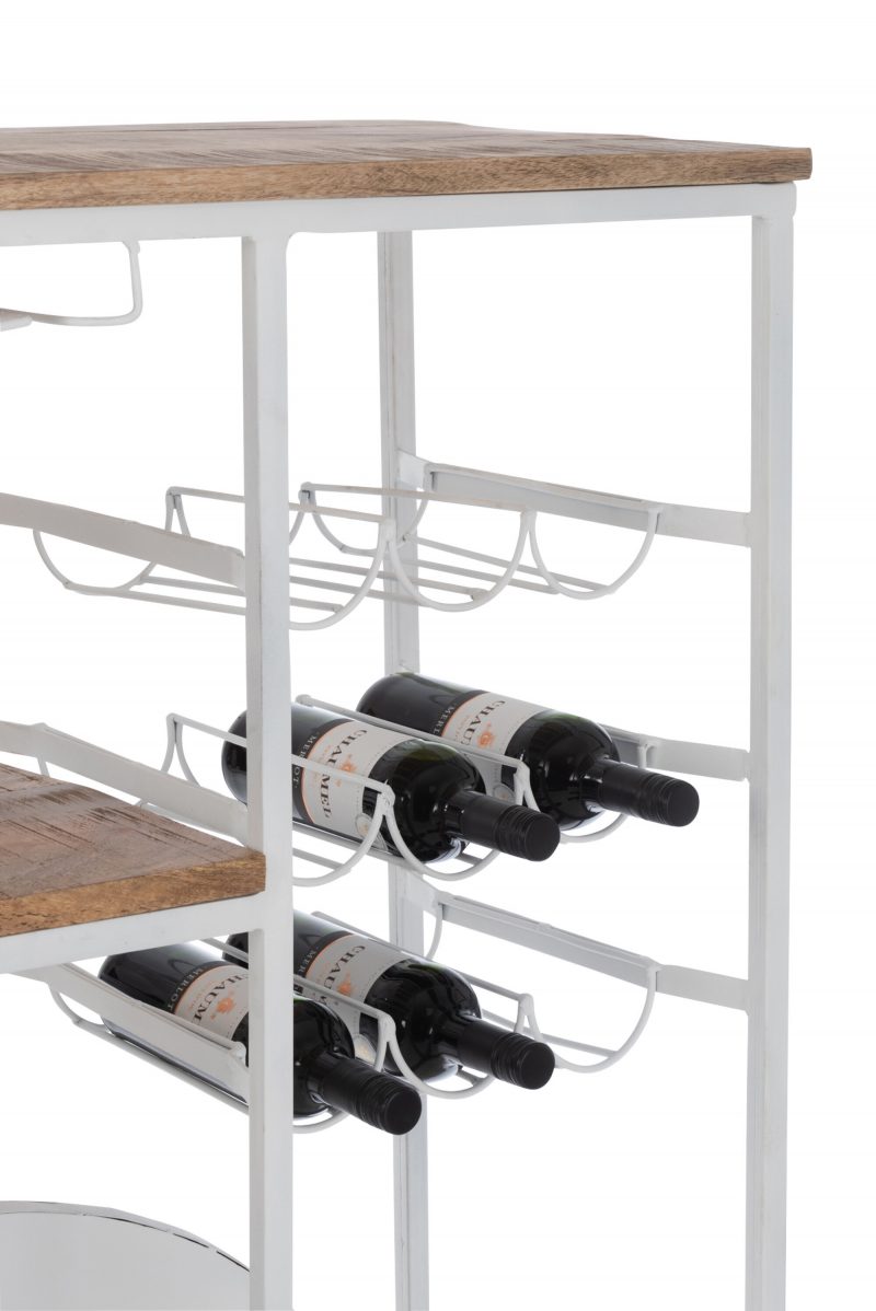 Bar Velo en Metal Blanc et Bois de Manguier Naturel 173x64xH.119cm – Image 9