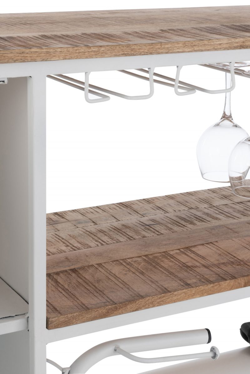 Bar Velo en Metal Blanc et Bois de Manguier Naturel 173x64xH.119cm – Image 10