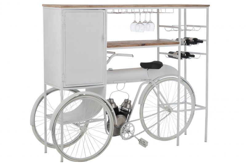 Bar Velo en Metal Blanc et Bois de Manguier Naturel 173x64xH.119cm – Image 2