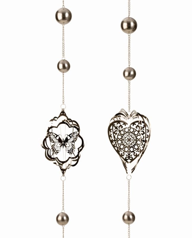 Guirlande en Métal Chromé, Décor Papillon ou Coeur au Choix H.90cm