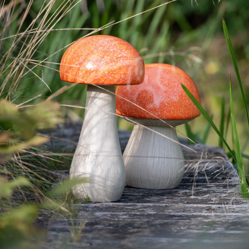 Champignon Extérieur en Polyrésine Orange 25x25xH.48cm