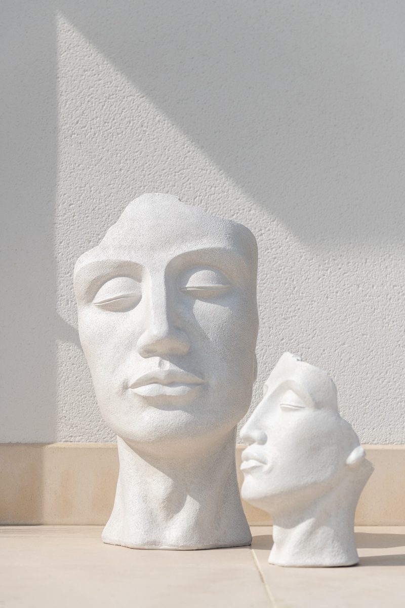 Cachepot Extérieur "David" Argile Blanc 40,5x36x70cm