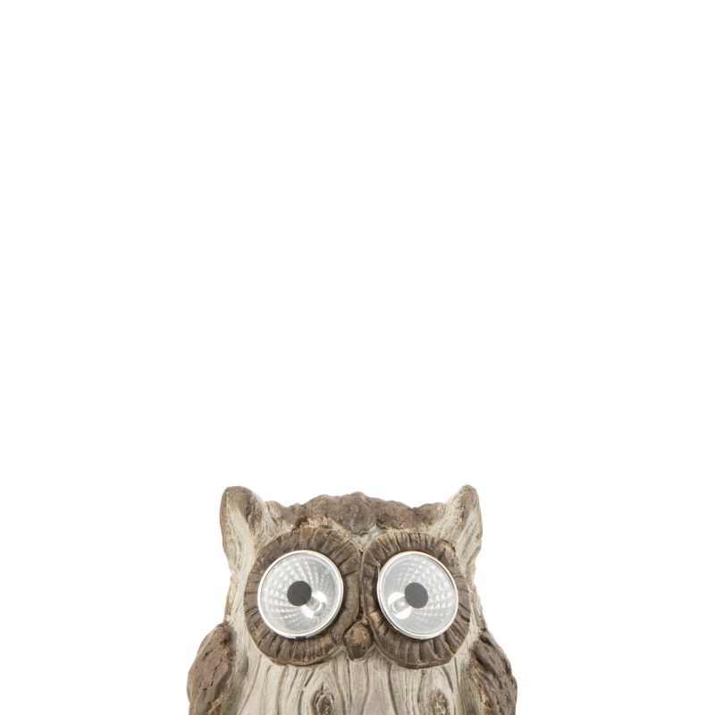 Hibou Solaire Ceramique Marron 13x10x14cm