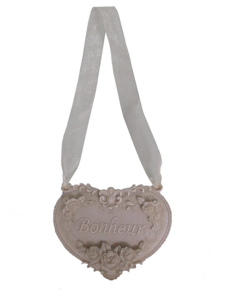 Pendentif Coeur "Bonheur" en Polyrésine 2,5x10x13cm