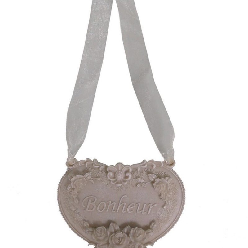 Pendentif Coeur "Bonheur" en Polyrésine 2,5x10x13cm