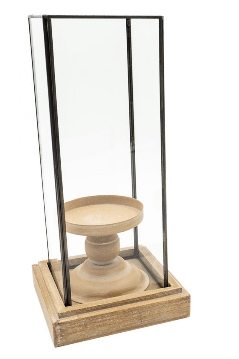 Photophore en Bois, Métal et Verre 13x13x28cm – Image 4