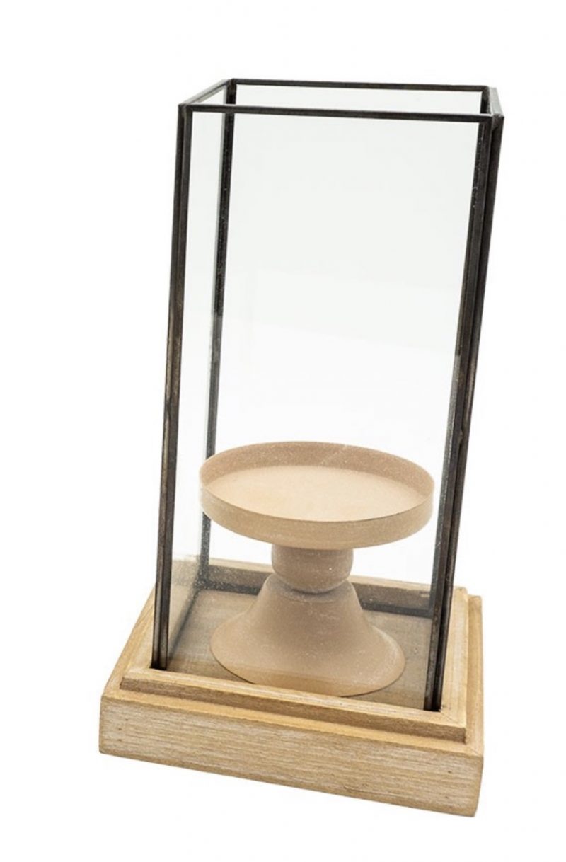 Photophore en Bois, Métal et Verre 13x13x23cm – Image 4