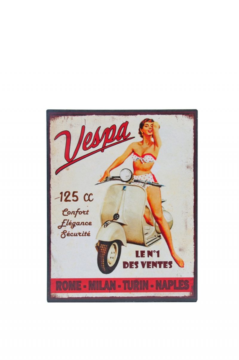Plaque "Vespa..." en Métal 28x22cm
