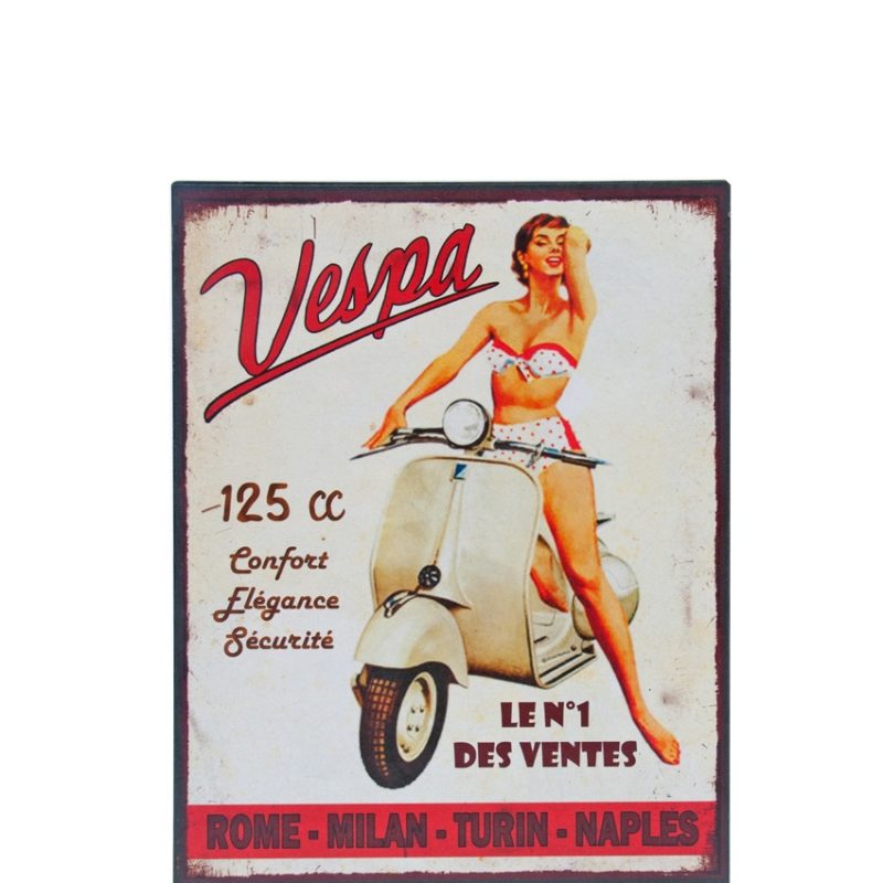 Plaque "Vespa..." en Métal 28x22cm