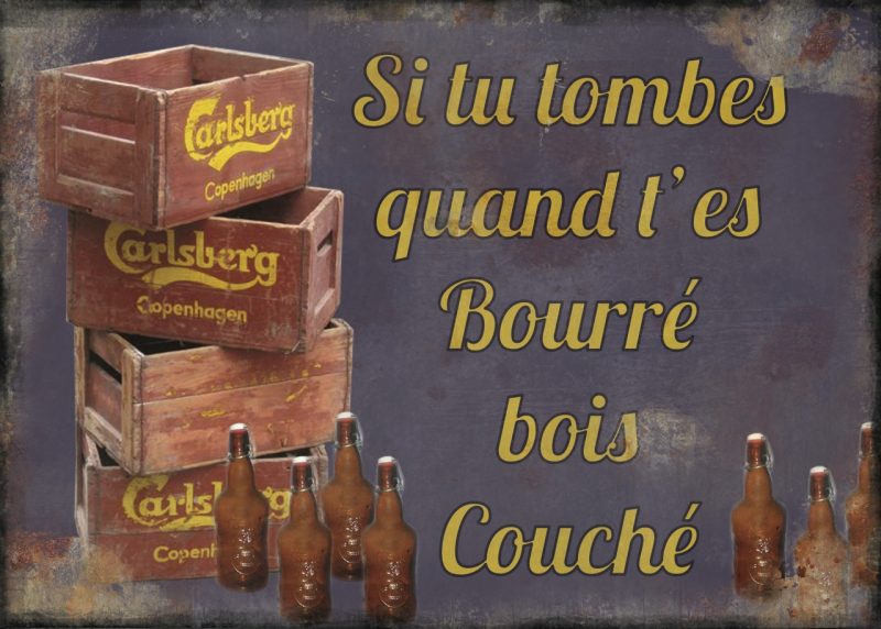 Plaque "Si tu tombes..." en Métal 21x15cm