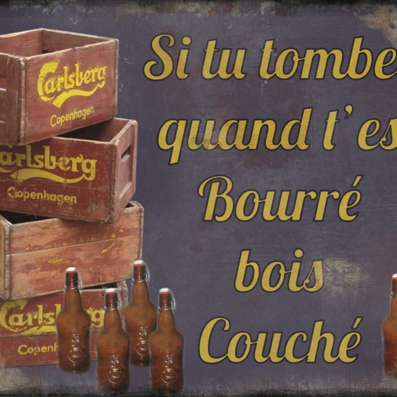 Plaque "Si tu tombes..." en Métal 21x15cm