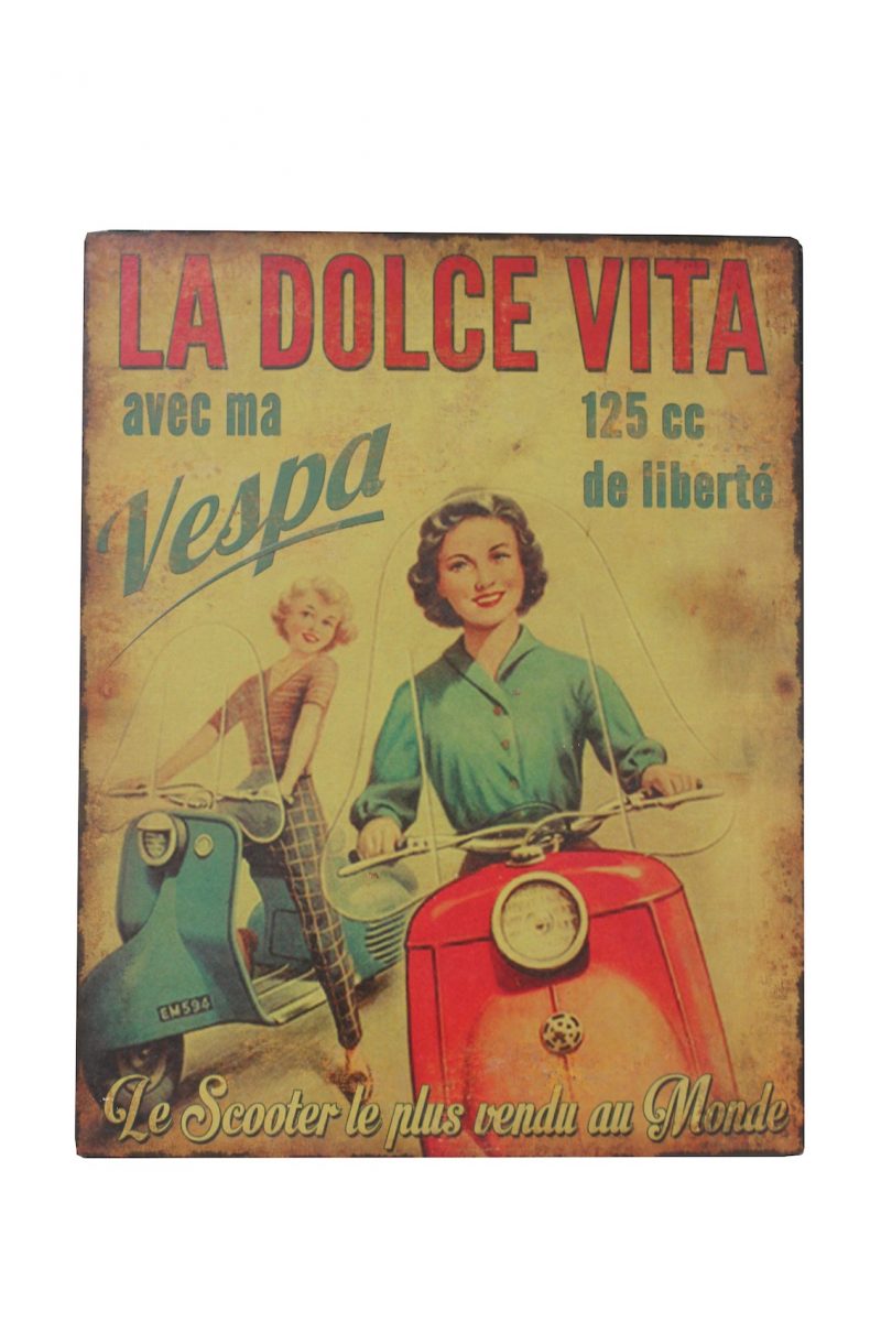 Plaque "La Dolce Vita..." en Métal 28x22cm