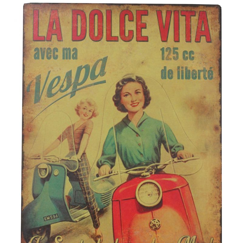 Plaque "La Dolce Vita..." en Métal 28x22cm
