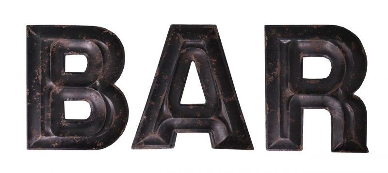 Mot BAR en Bois Finition Industrielle Antique H.46cm