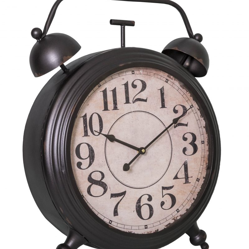 Horloge à Poser Style Réveil en Métal Noir Antique 45x14x60cm