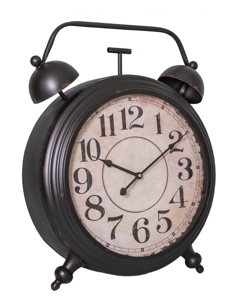 Horloge à Poser Style Réveil en Métal Noir Antique 45x14x60cm