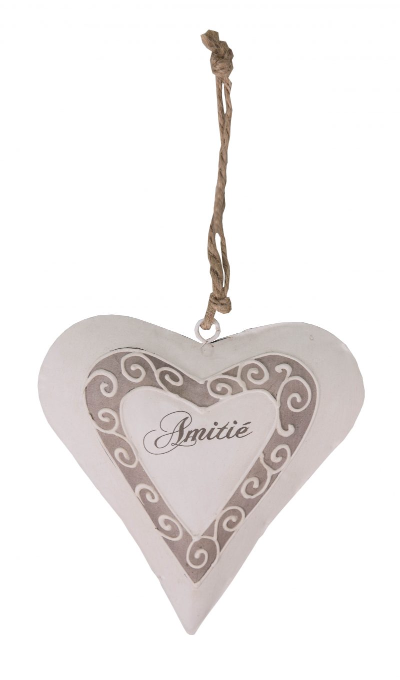 Pendentif Coeur Arabesque "Amitié" en Métal 13x13x2cm