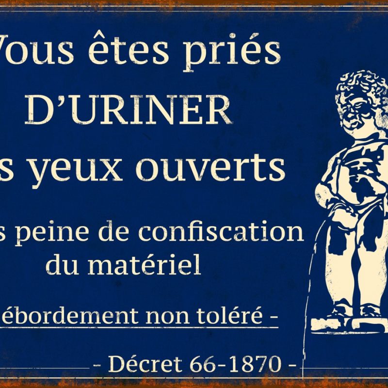 Plaque "Toilettes les Yeux Ouverts..." en Métal 21x15cm
