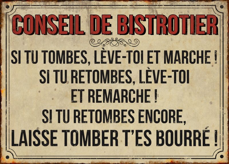 Plaque "Conseil de Bistrotier..." en Métal 21x15cm