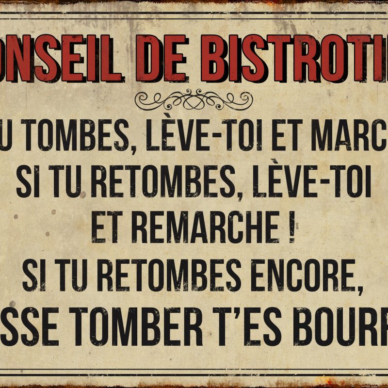 Plaque "Conseil de Bistrotier..." en Métal 21x15cm