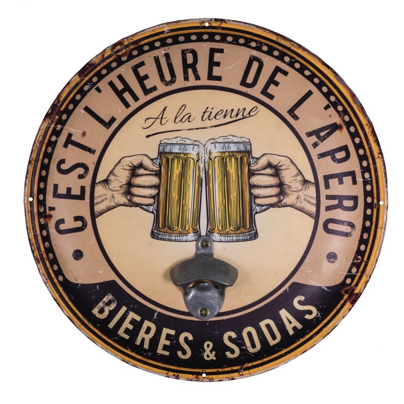 Décapsuleur Mural "L'Heure de l'Apéro..." 4xø35cm