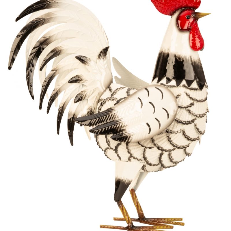 Coq en Métal Blanc 34xH.41cm