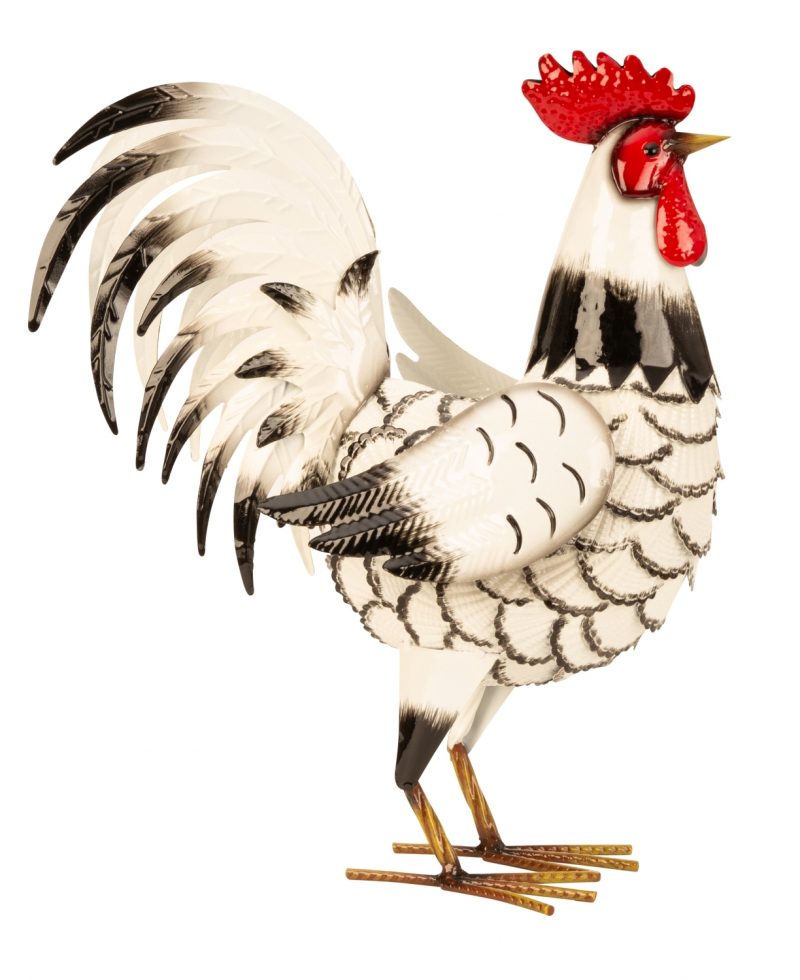 Coq en Métal Blanc 34xH.41cm