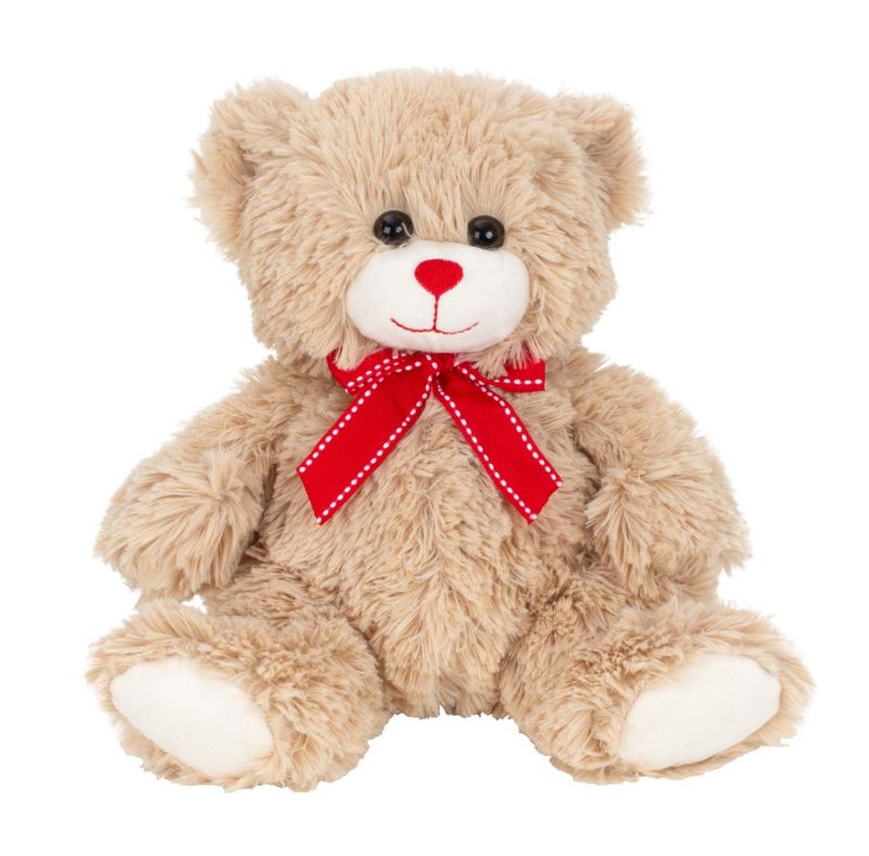 Peluche Ours Brun avec Noeud Rouge H.25cm