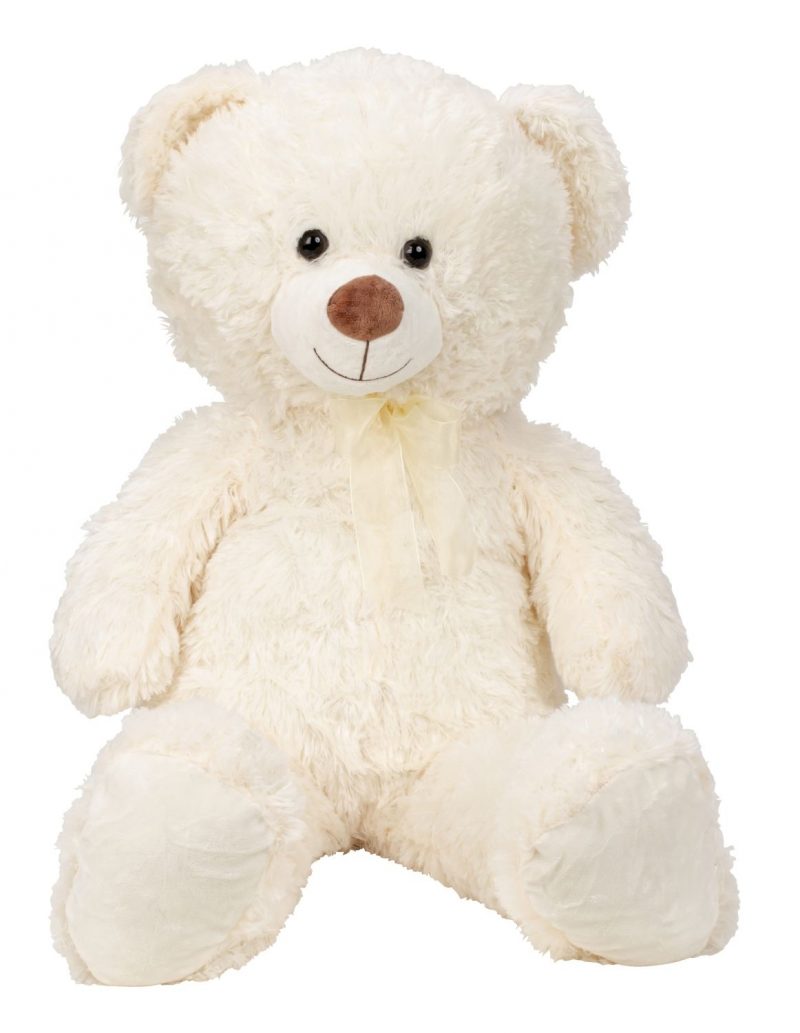 Peluche Ours Blanc avec Noeud H.100cm