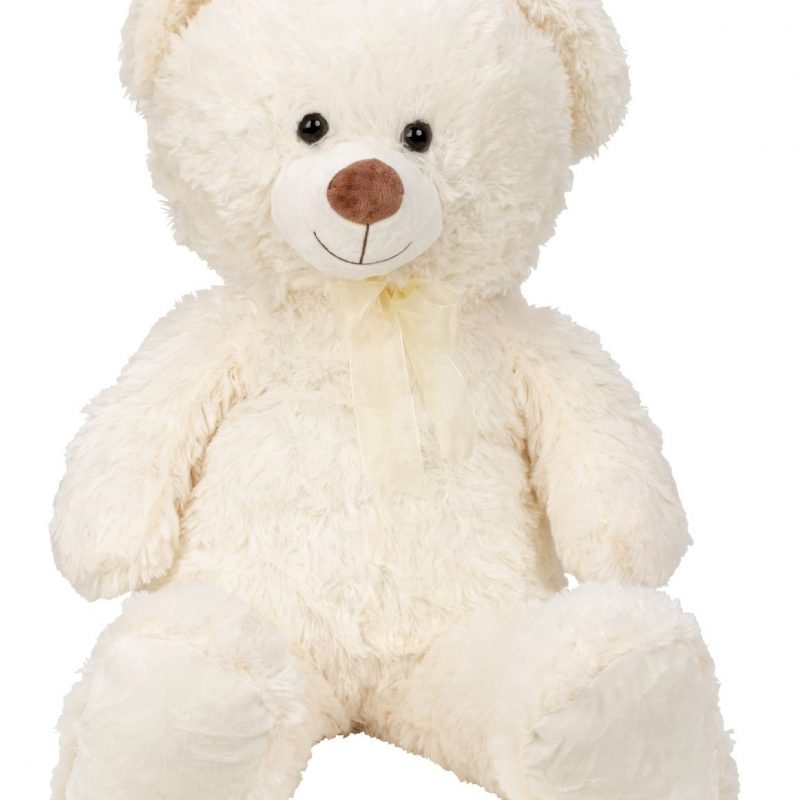 Peluche Ours Blanc avec Noeud H.100cm
