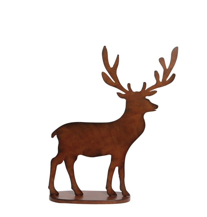 Cerf en Métal Rouillé sur Socle 52x16xH.61cm