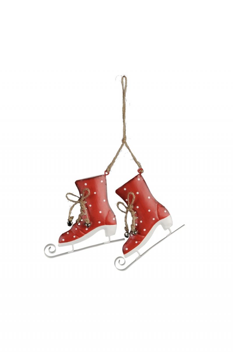 Pendentif Patin à Glace en Métal Rouge 11xH.10cm