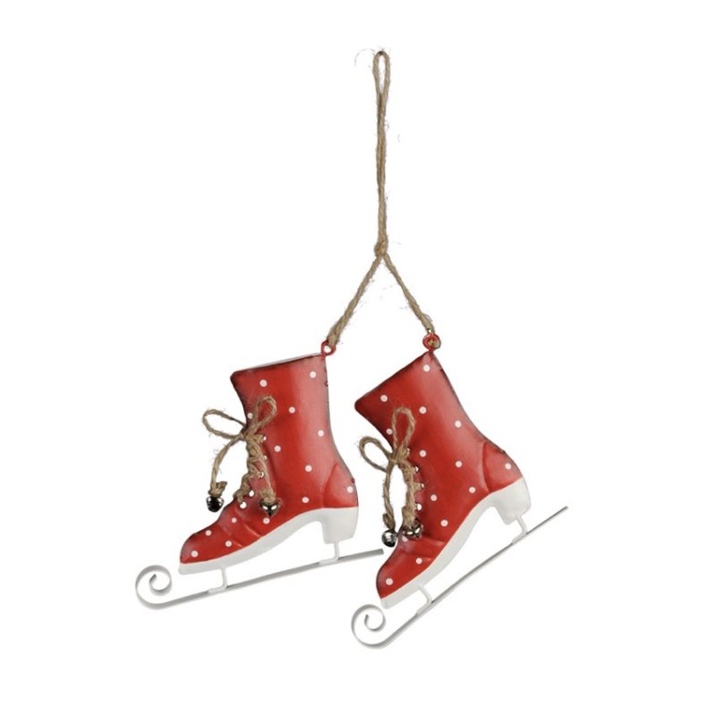 Pendentif Patin à Glace en Métal Rouge 11xH.10cm