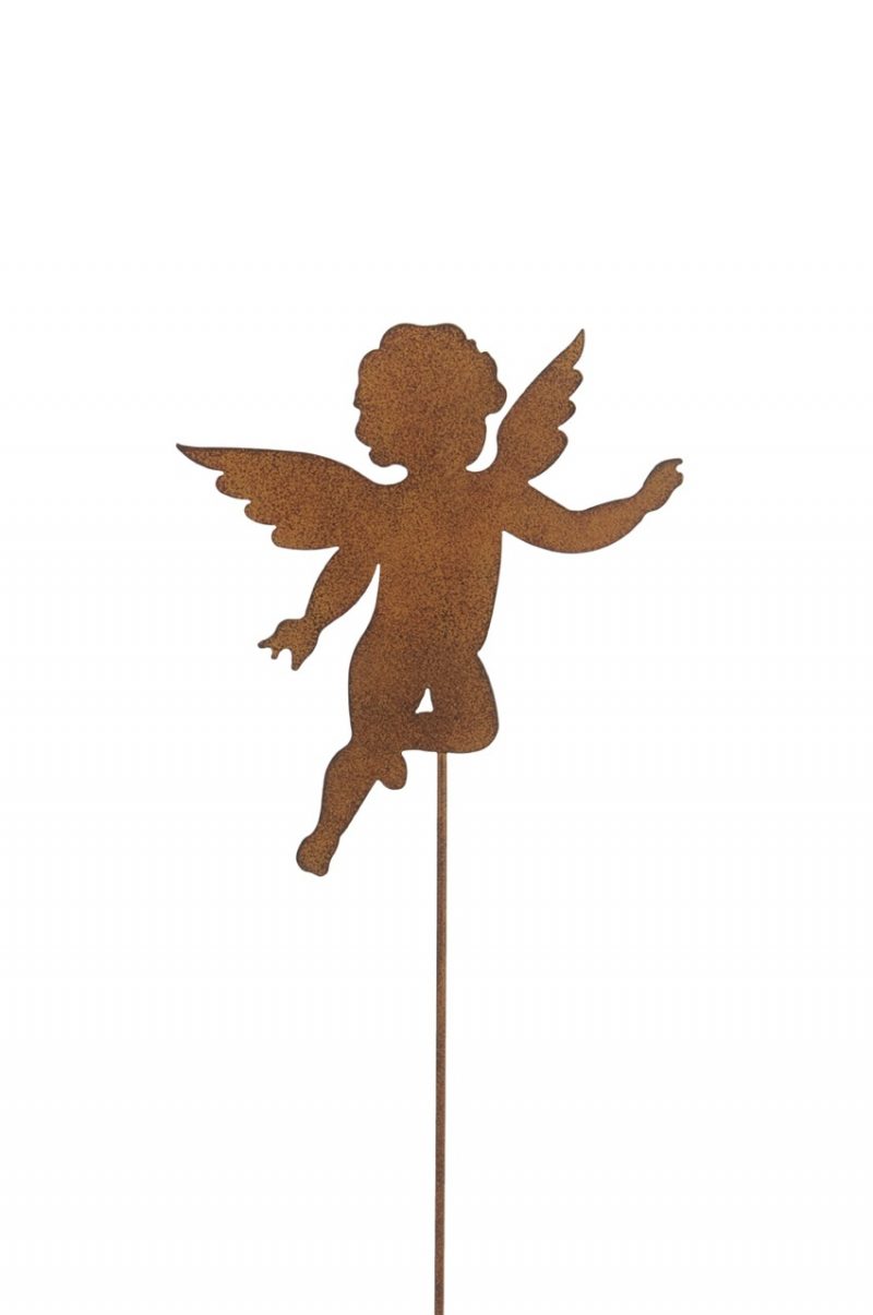 Piquet Ange en Métal Rouillé 18xH.19cm+55cm