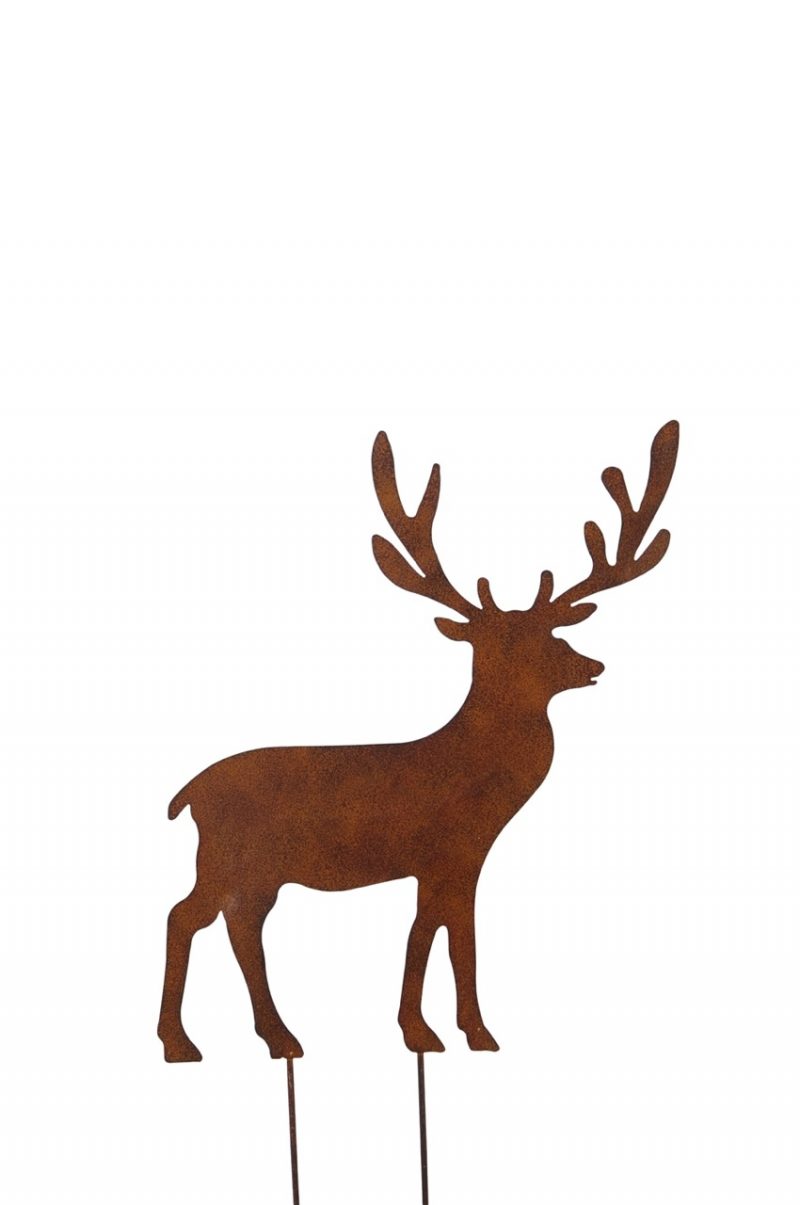 Piquet Cerf en Métal Rouillé 53xH.59cm+20cm