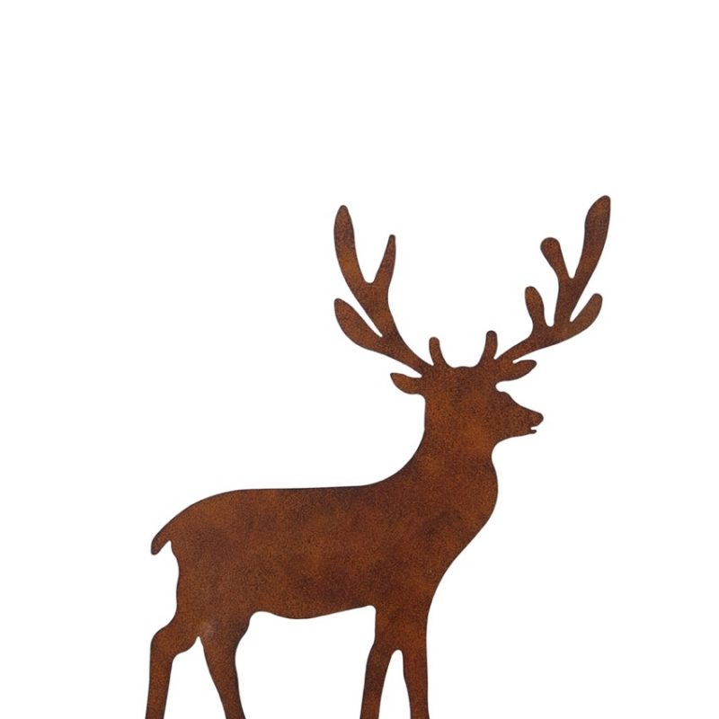 Piquet Cerf en Métal Rouillé 53xH.59cm+20cm