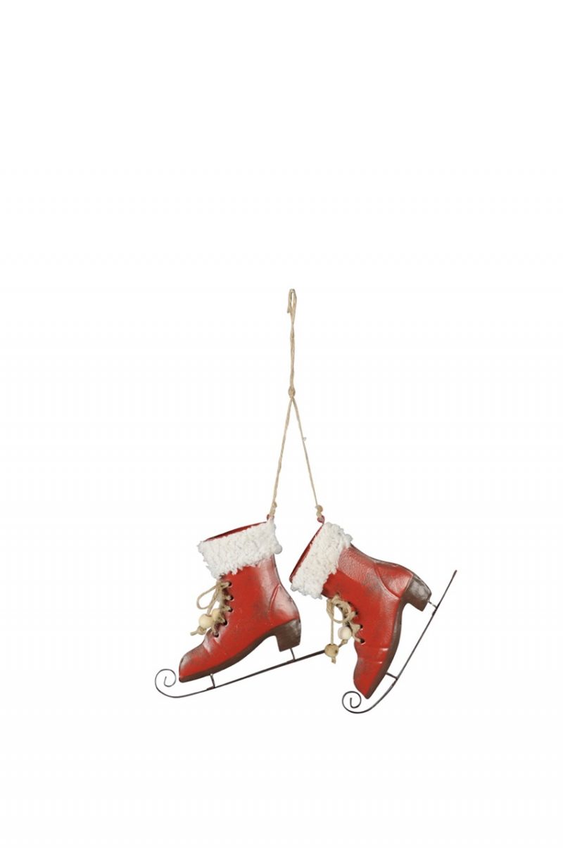 Pendentif Patin à Glace en Métal Rouge et Blanc 11,5xH.9,5cm +15cm