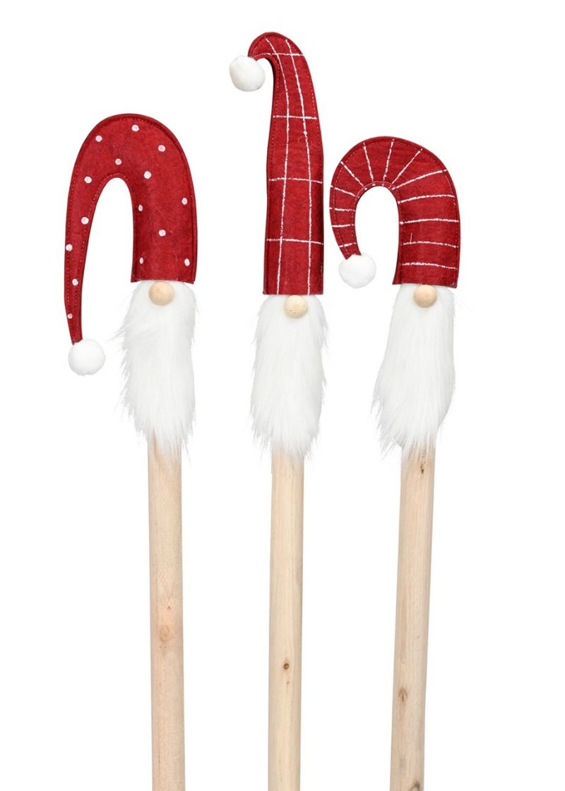 Piquet "Niko" en Bois et Tissu Rouge 12x3xH66cm, 3 Modèles au Choix