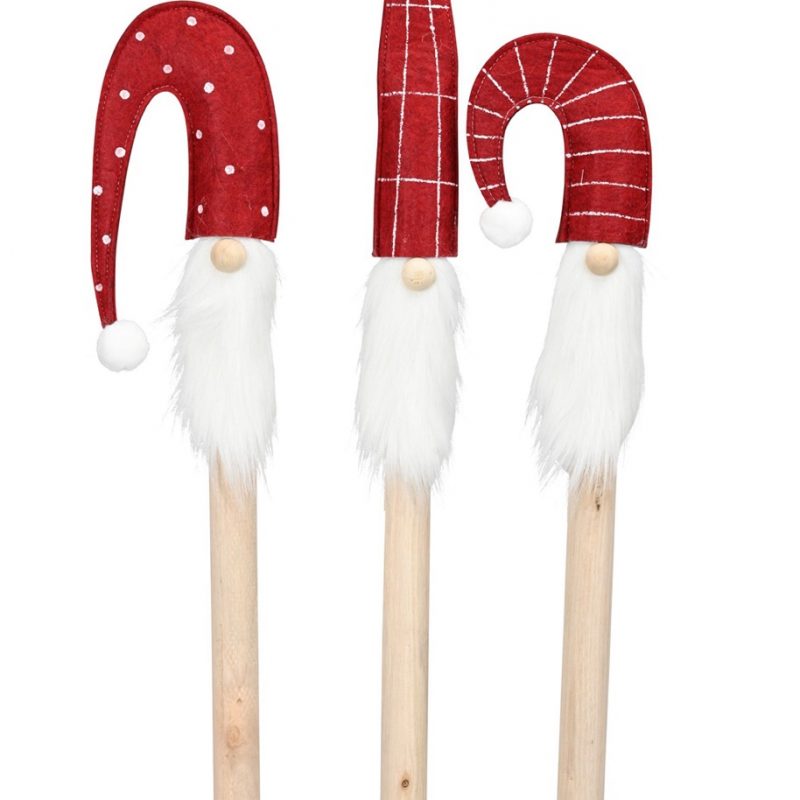 Piquet "Niko" en Bois et Tissu Rouge 12x3xH66cm, 3 Modèles au Choix