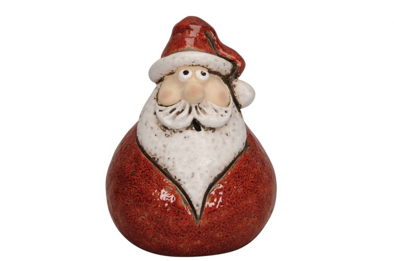 Père Noël en Céramique Rouge et Blanc 12x11xH15,5cm